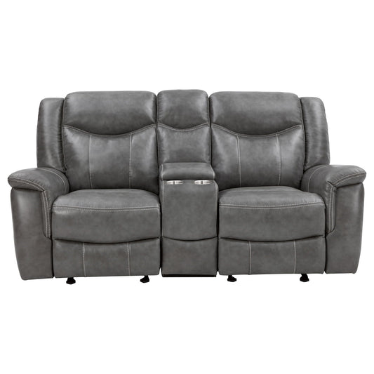 Unique Piece Furniture - Conrad Upholstered Padded Arm Glider Loveseat Grey