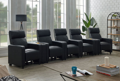 Unique Piece Furniture Toohey Upholstered Tufted Recliner Living Room Set Black