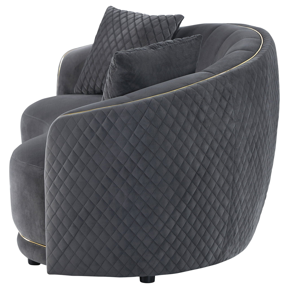 Unique Piece Furniture - Brookside Velvet Upholstered Curved Loveseat Dark Grey