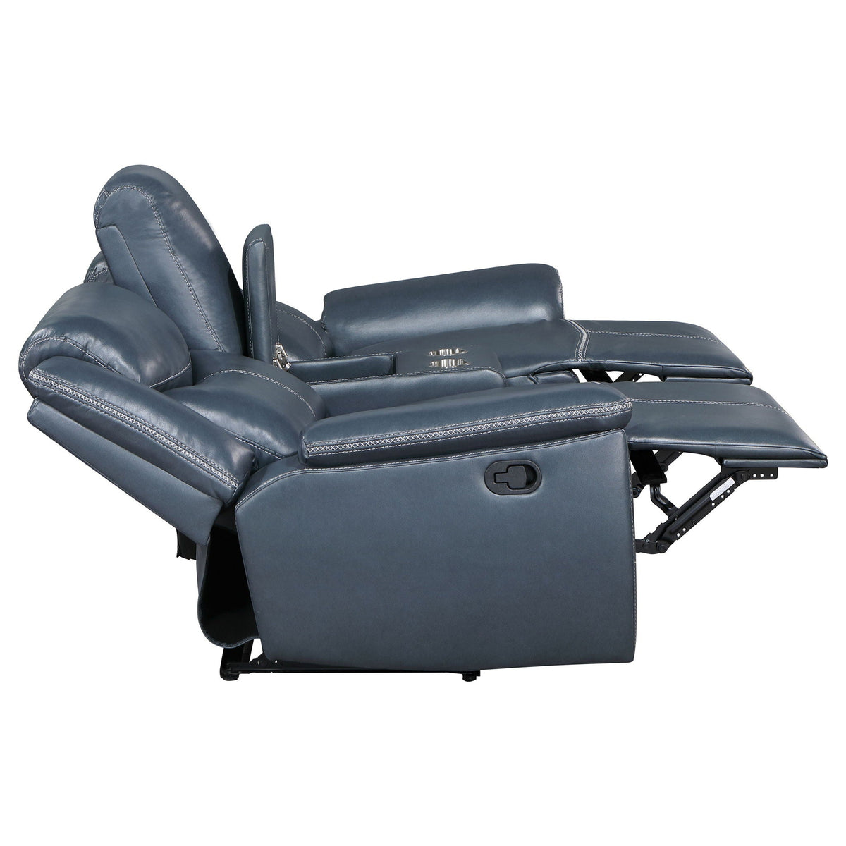Unique Piece Furniture - Sloane Upholstered Padded Arm Reclining Loveseat Blue