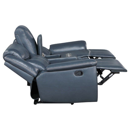 Unique Piece Furniture - Sloane Upholstered Padded Arm Reclining Loveseat Blue