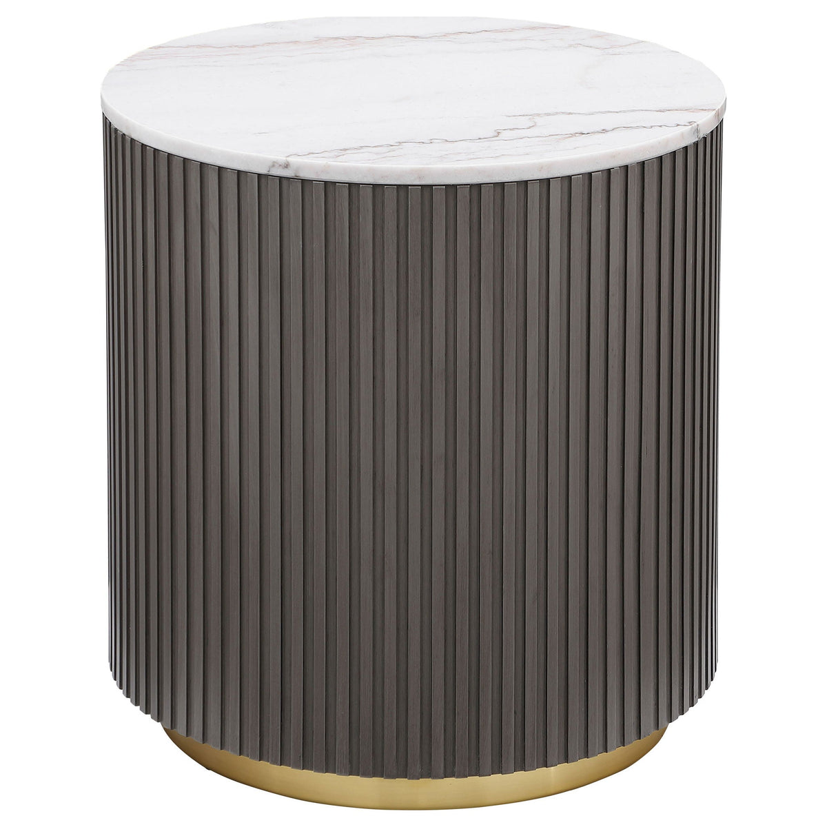 Unique Piece Furniture Jason 3-piece Round White Marble Coffee Table Set Charcoal