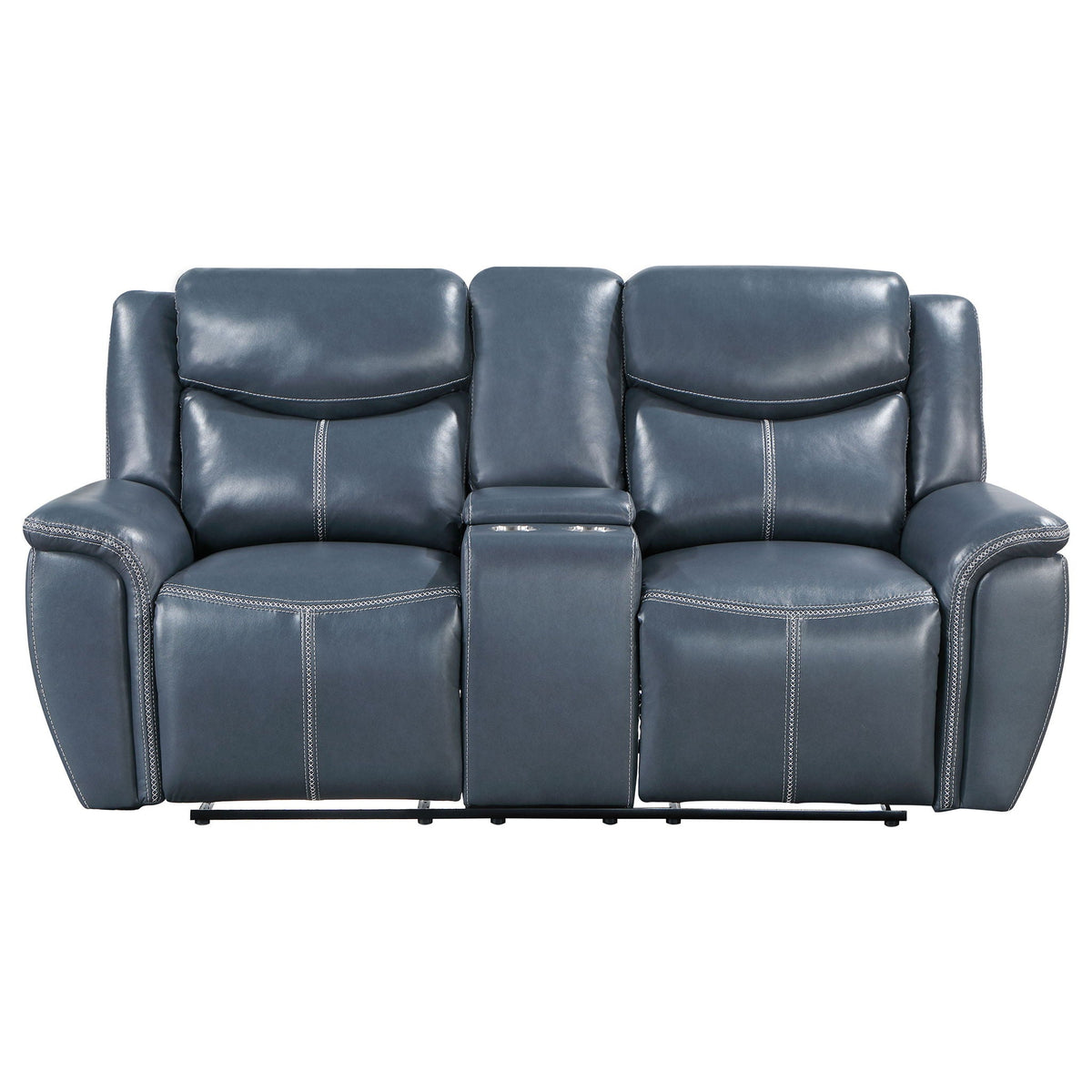 Unique Piece Furniture - Sloane Upholstered Padded Arm Reclining Loveseat Blue