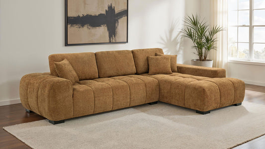 Unique Piece Furniture Octavia Upholstered Sectional Chaise Sofa Amber