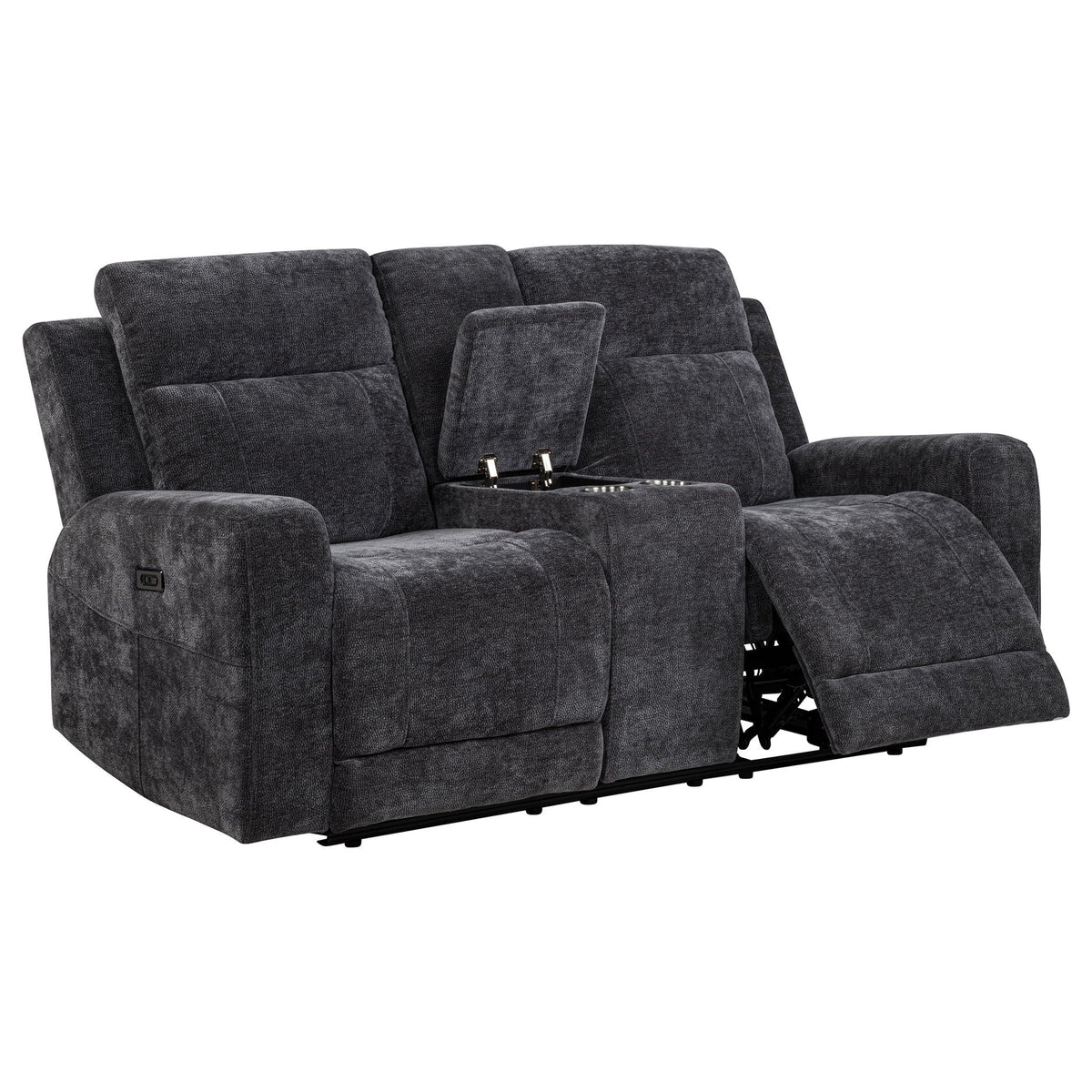 Unique Piece Furniture - Kennett Chenille Upholstered Power Reclining Loveseat Grey