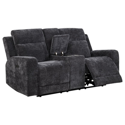 Unique Piece Furniture - Kennett Chenille Upholstered Power Reclining Loveseat Grey