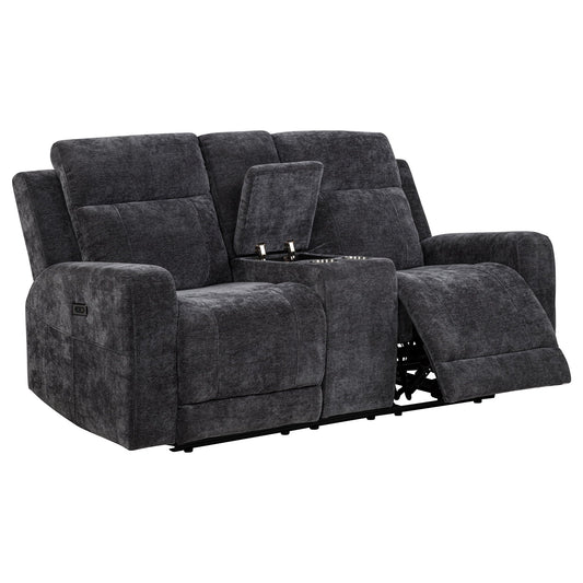 Unique Piece Furniture - Kennett Chenille Upholstered Power Reclining Loveseat Grey