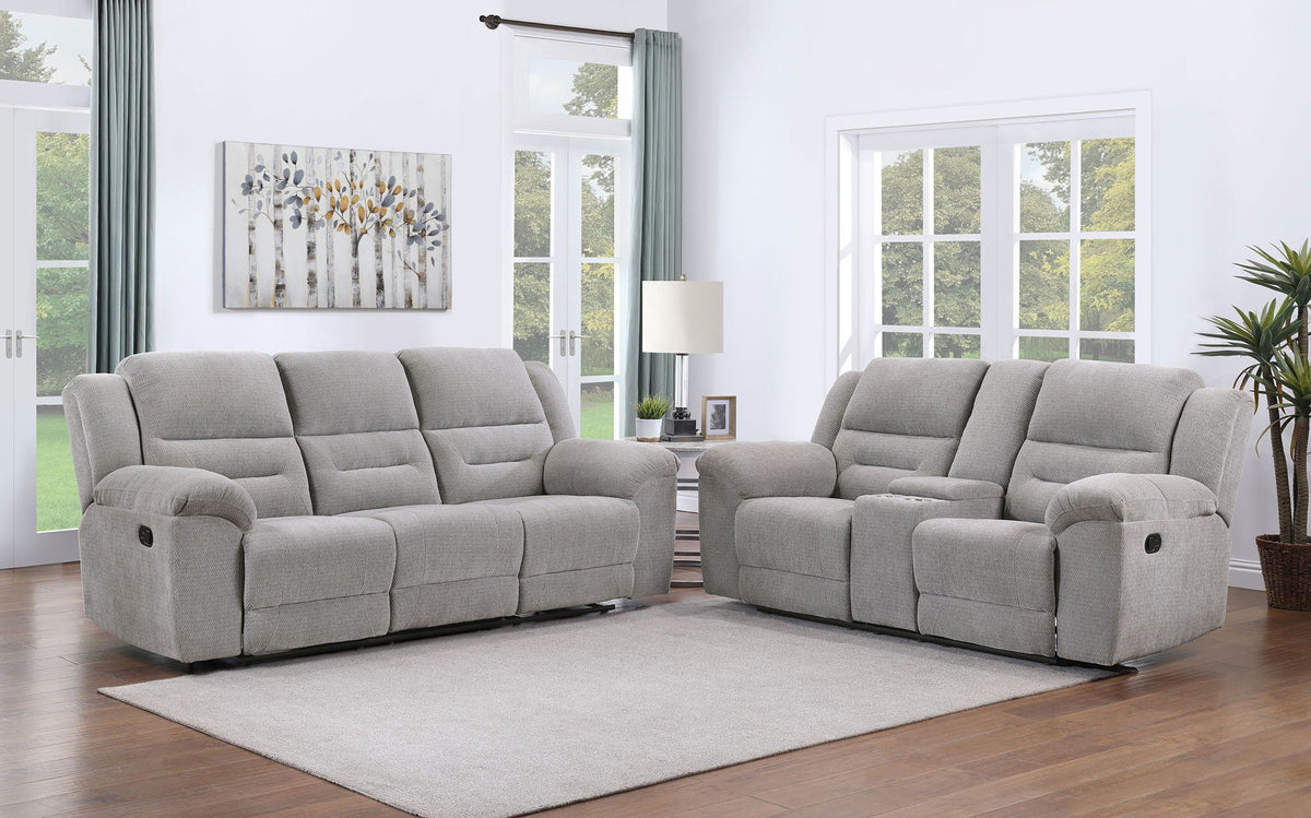 Unique Piece Furniture - Gilson 2-piece Chenille Upholstered Reclining Sofa Set Grey