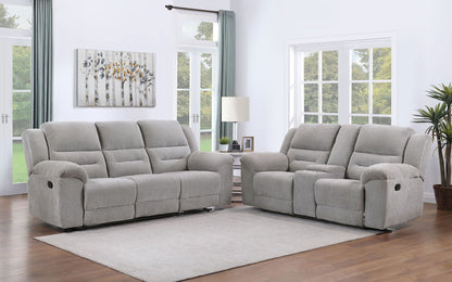 Unique Piece Furniture - Gilson 2-piece Chenille Upholstered Reclining Sofa Set Grey