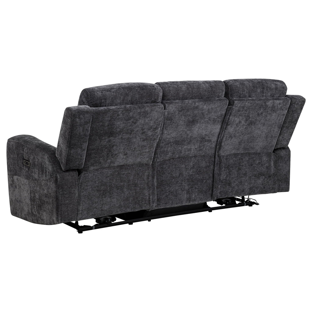 Unique Piece Furniture - Kennett Chenille Upholstered Power Reclining Sofa Dark Grey