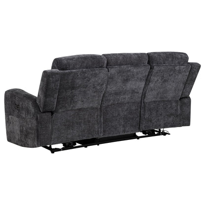 Unique Piece Furniture - Kennett Chenille Upholstered Power Reclining Sofa Dark Grey