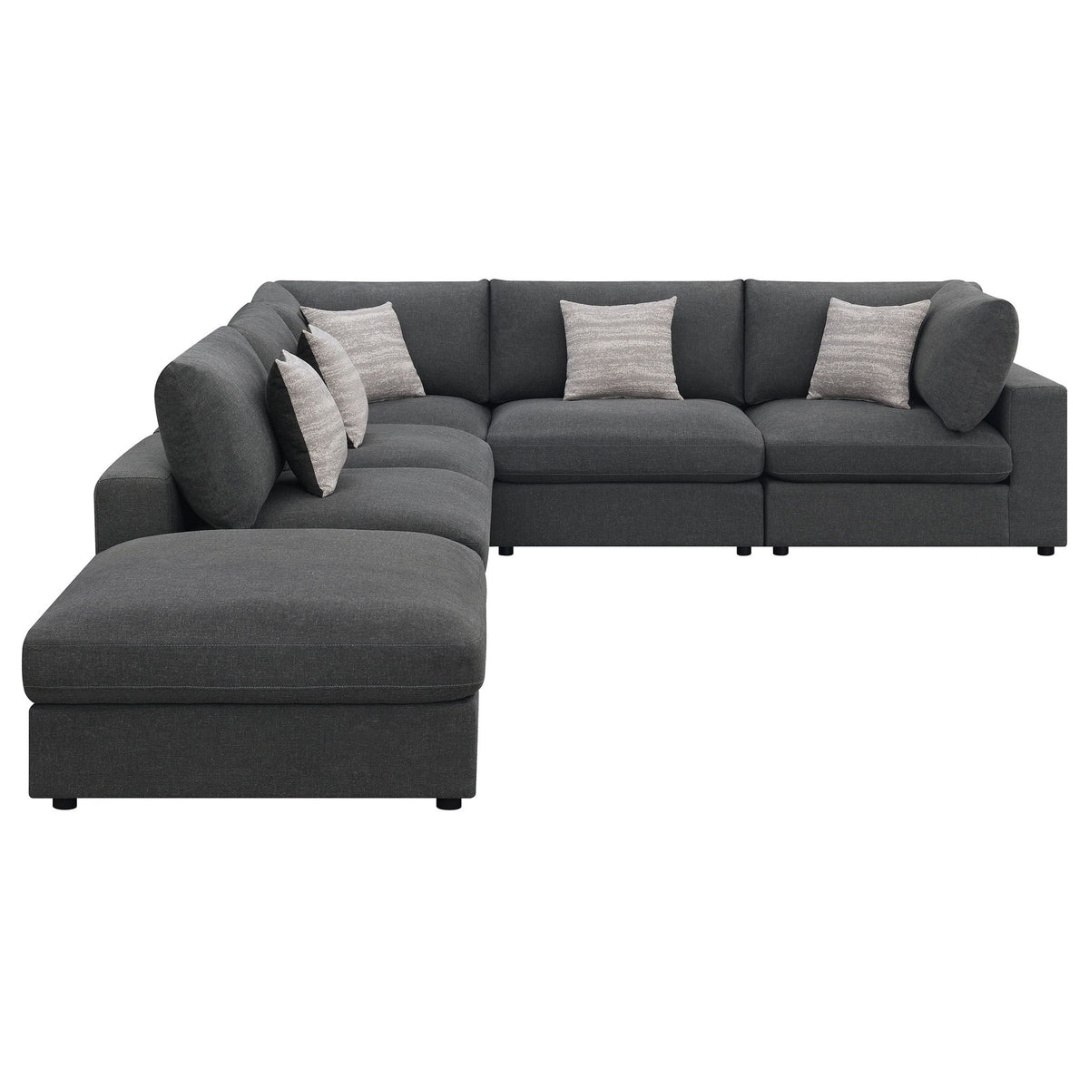 Unique Piece Furniture - Serene 6-piece Upholstered Modular Sectional Sofa Charcoal