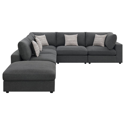 Unique Piece Furniture - Serene 6-piece Upholstered Modular Sectional Sofa Charcoal