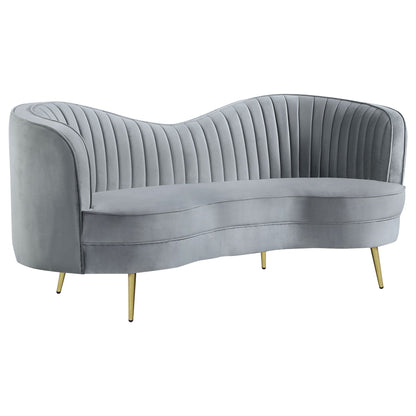 Unique Piece Furniture Sophia 3-piece Upholstered Channel Tufted Sofa Set Grey