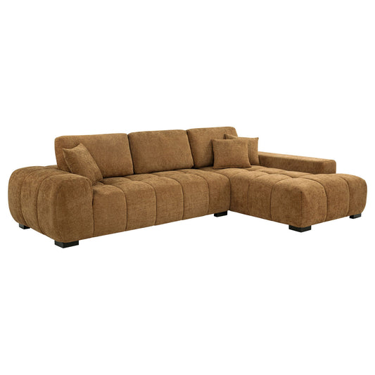 Unique Piece Furniture Octavia Upholstered Sectional Chaise Sofa Amber