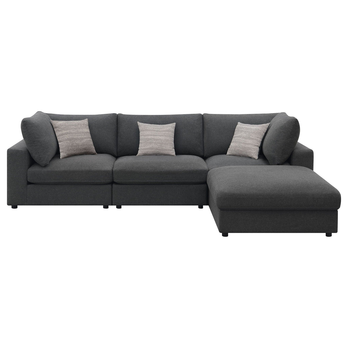 Unique Piece Furniture - Serene 4-piece Upholstered Modular Sectional Sofa Charcoal