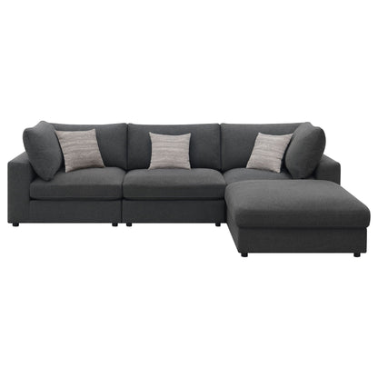 Unique Piece Furniture - Serene 4-piece Upholstered Modular Sectional Sofa Charcoal