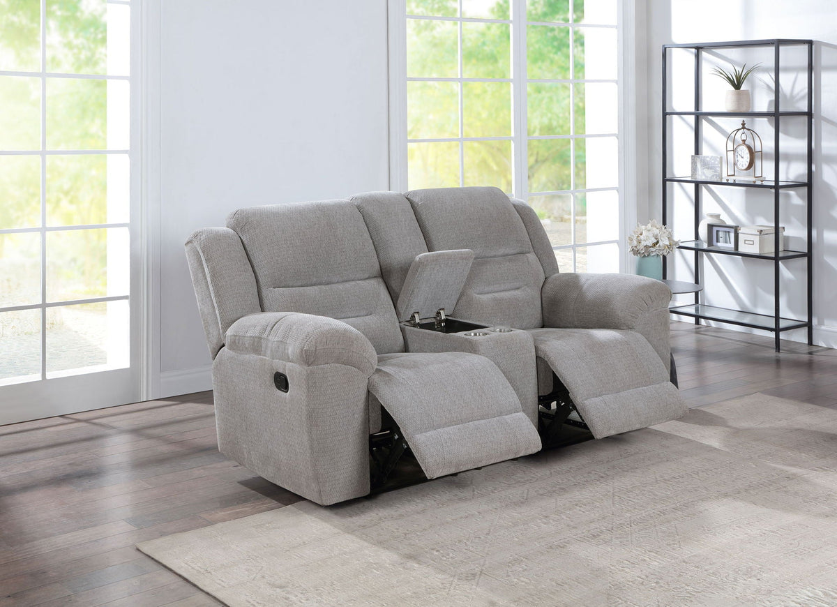 Unique Piece Furniture - Gilson Chenille Upholstered Reclining Loveseat Grey