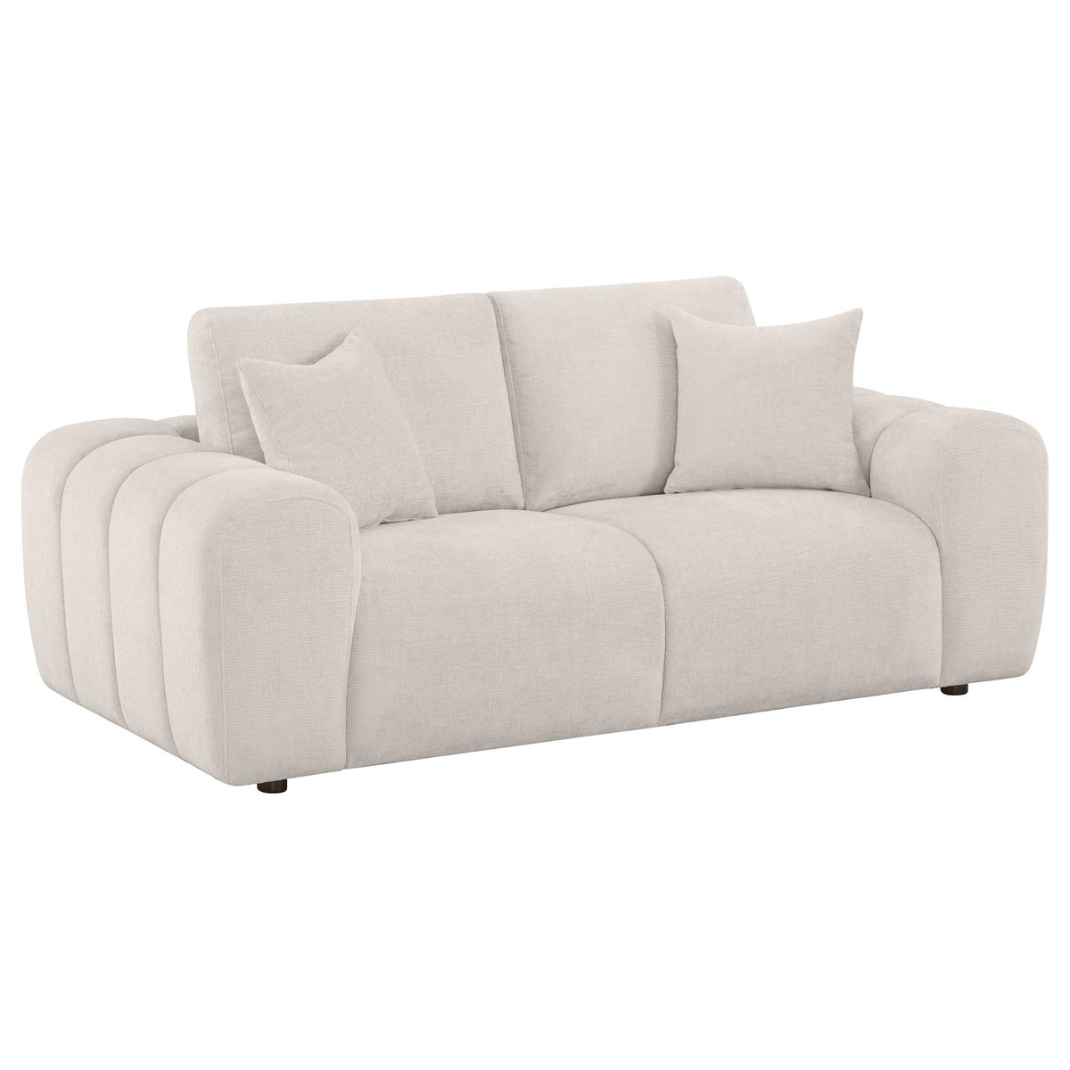 Unique Piece Furniture Burnett Chenille Upholstered Wide Arm Loveseat Ivory