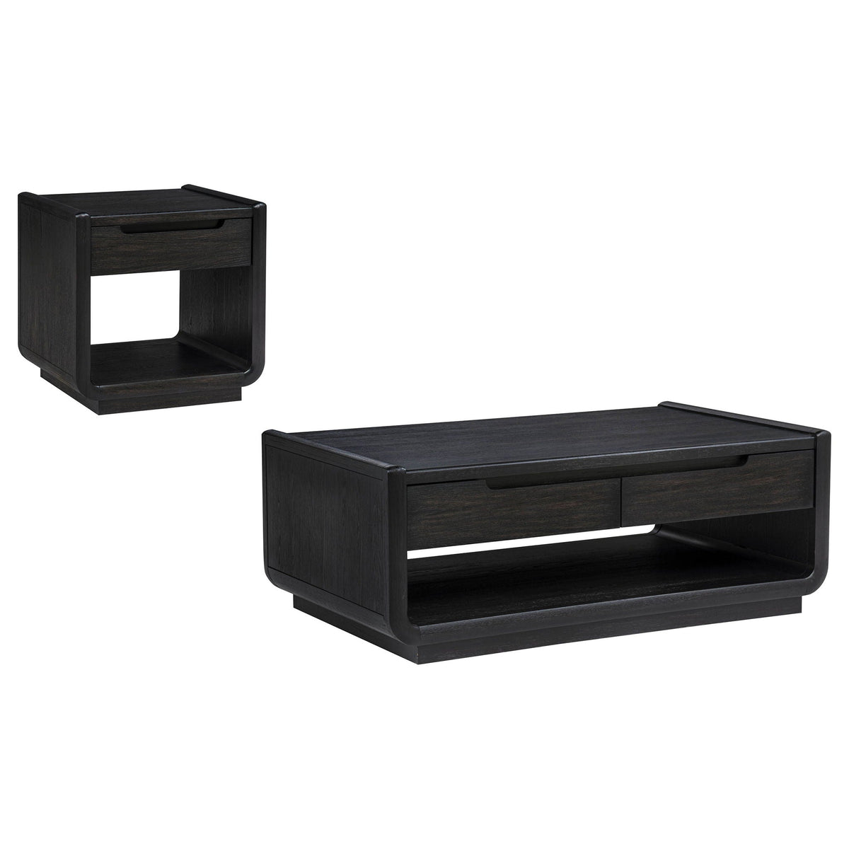 Unique Piece Furniture Leandro 2-piece Wood Coffee and End Table Set Burnished Black