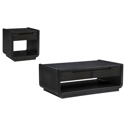 Unique Piece Furniture Leandro 2-piece Wood Coffee and End Table Set Burnished Black