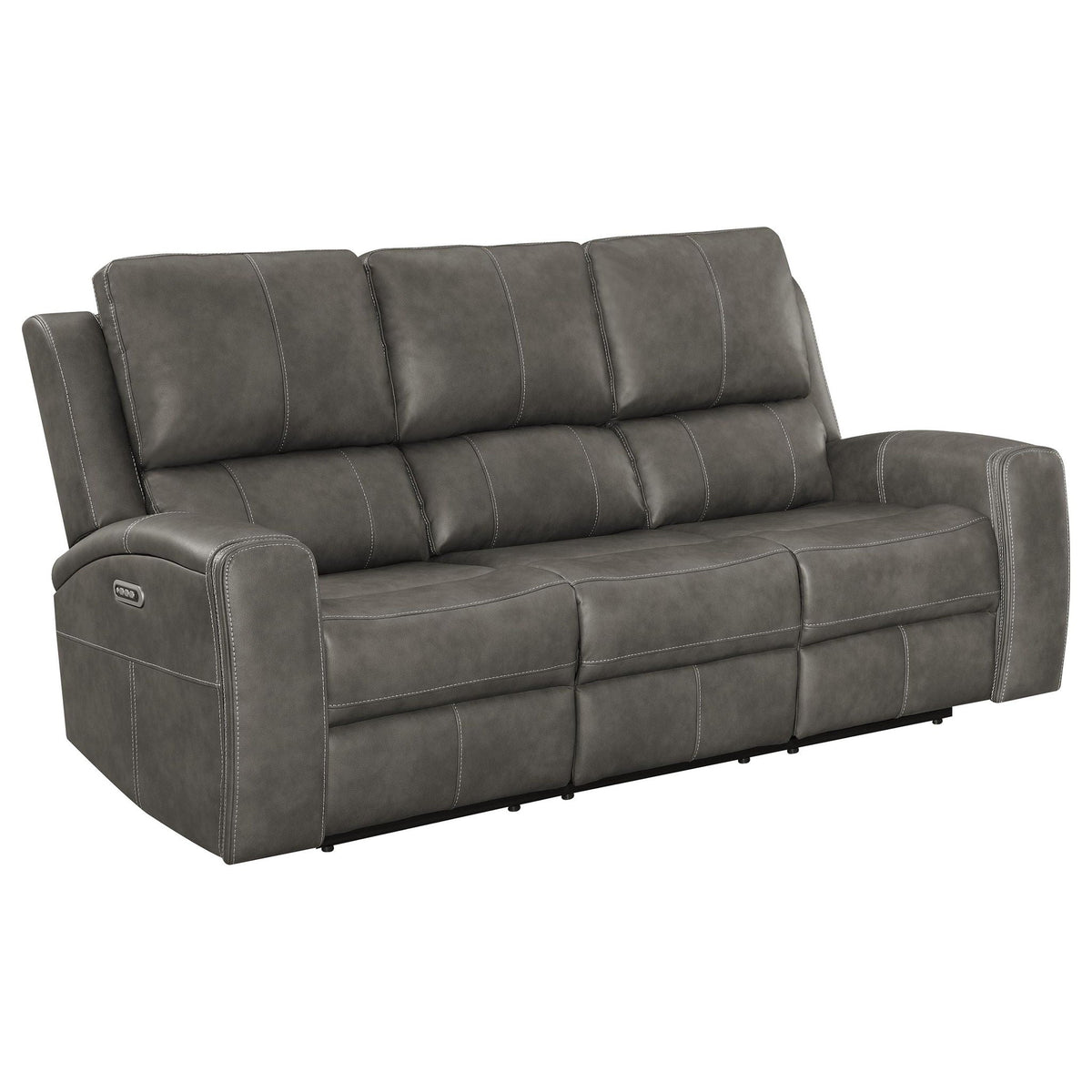 Unique Piece Furniture Brickston Triple Power Reclining Sofa Charcoal