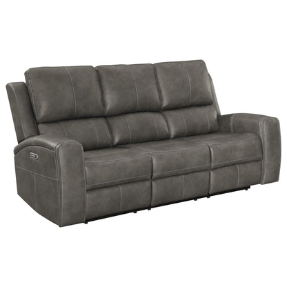 Unique Piece Furniture Brickston Triple Power Reclining Sofa Charcoal