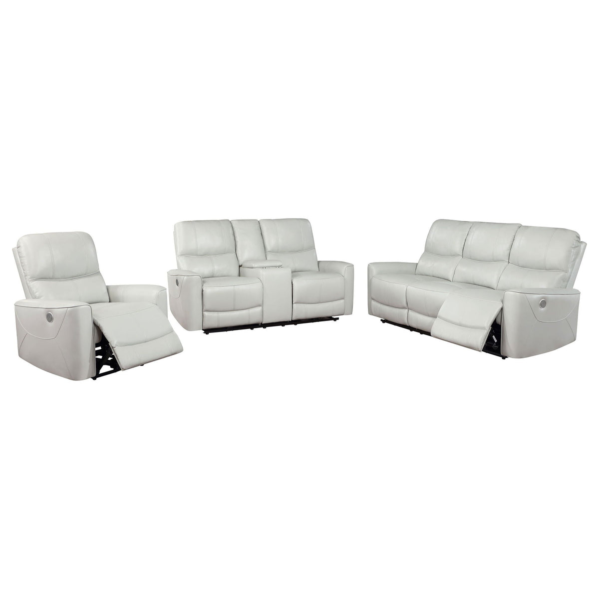 Unique Piece Furniture - Greenfield 3-piece Power Reclining Sofa Set Dove Grey