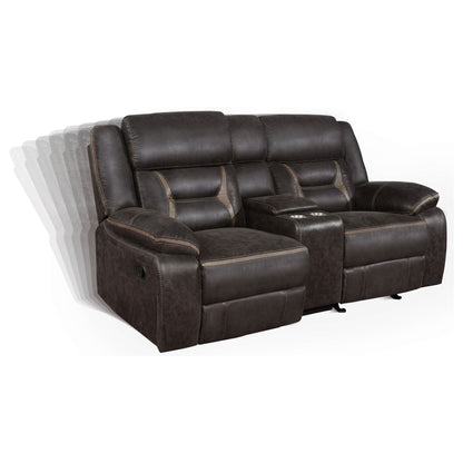 Unique Piece Furniture - Greer Upholstered Motion Reclining Loveseat Brown
