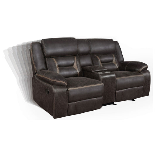 Unique Piece Furniture - Greer Upholstered Motion Reclining Loveseat Brown