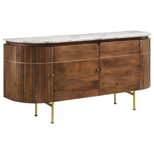 Unique Piece Furniture Ortega 4-door Marble Top Sideboard Buffet Cabinet Natural