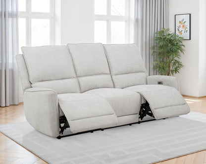 Unique Piece Furniture - Sylmar Chenille Upholstered Power Reclining Sofa Dove Grey