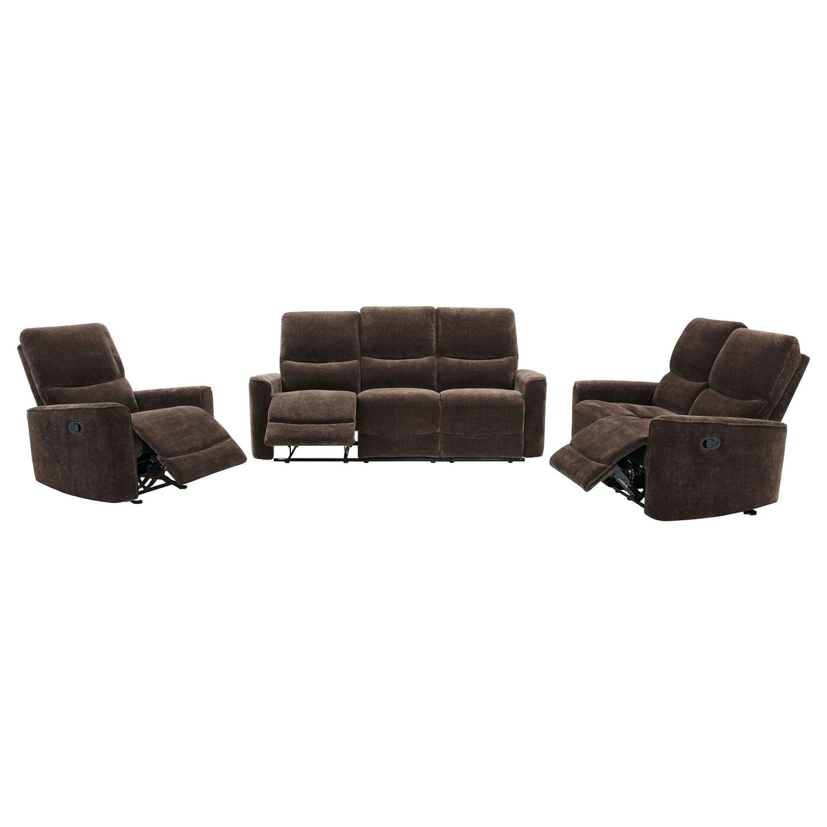 Unique Piece Furniture - Navarro 3-piece Upholstered Reclining Sofa Set Dark Brown