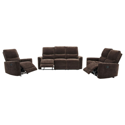 Unique Piece Furniture - Navarro 3-piece Upholstered Reclining Sofa Set Dark Brown