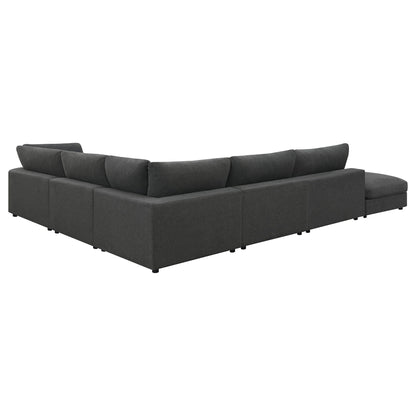Unique Piece Furniture - Serene 6-piece Upholstered Modular Sectional Sofa Charcoal