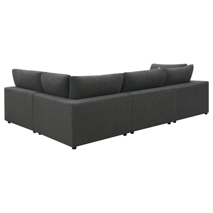 Unique Piece Furniture - Serene 4-piece Upholstered Modular Sectional Sofa Charcoal