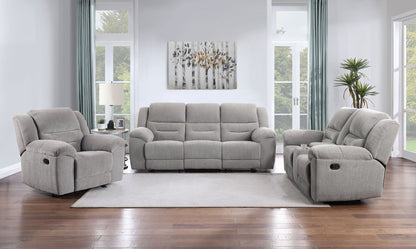 Unique Piece Furniture - Gilson 3-piece Chenille Upholstered Reclining Sofa Set Grey