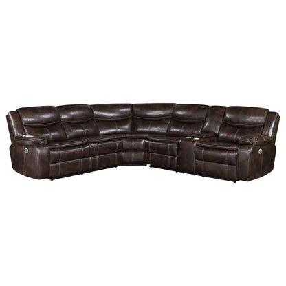 Unique Piece Furniture - Sycamore Upholstered Power Reclining Sectional Sofa Brown