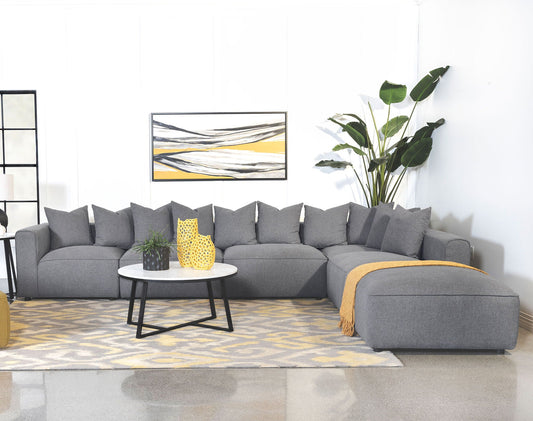 Unique Piece Furniture - Jennifer 6-piece Upholstered Modular Sectional Grey