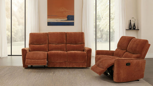 Unique Piece Furniture - Navarro 2-piece Upholstered Reclining Sofa Set Orange