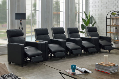 Unique Piece Furniture Toohey Upholstered Tufted Recliner Living Room Set Black