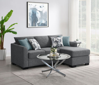 Unique Piece Furniture - Storey Upholstered Sleeper Sectional Chaise Sofa Grey