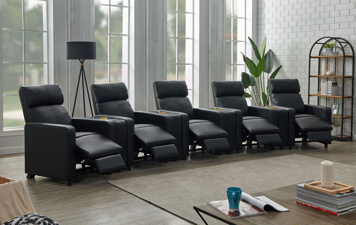 Unique Piece Furniture Toohey Upholstered Tufted Recliner Living Room Set Black