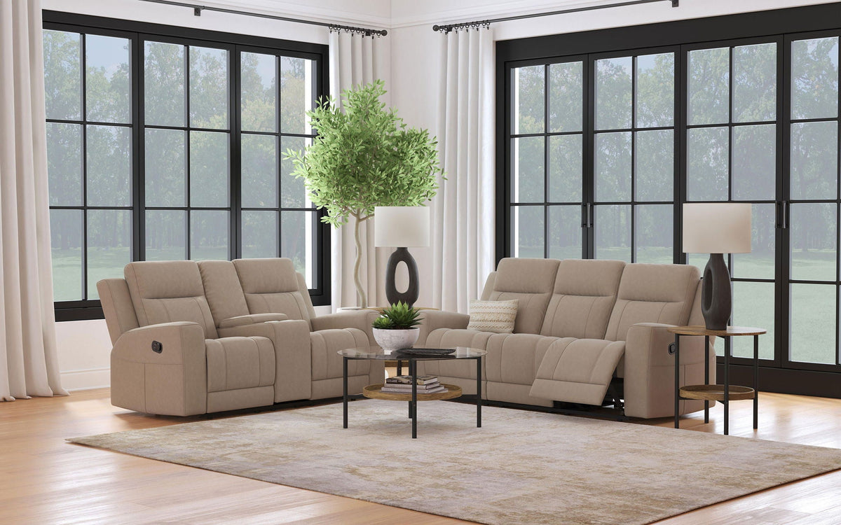 Unique Piece Furniture - Brentwood 2-piece Upholstered Reclining Sofa Set Taupe