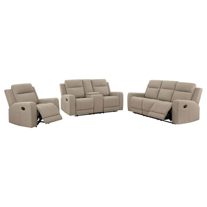 Unique Piece Furniture Brentwood 3-piece Upholstered Reclining Sofa Set Taupe