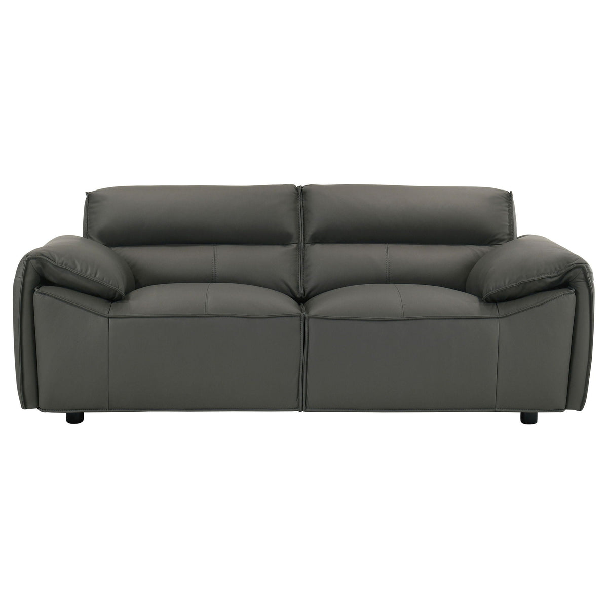 Unique Piece Furniture Buxton Top Grain Leather Upholstered Loveseat Graphite