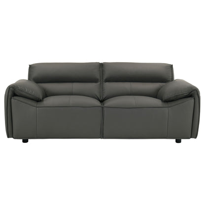 Unique Piece Furniture Buxton Top Grain Leather Upholstered Loveseat Graphite