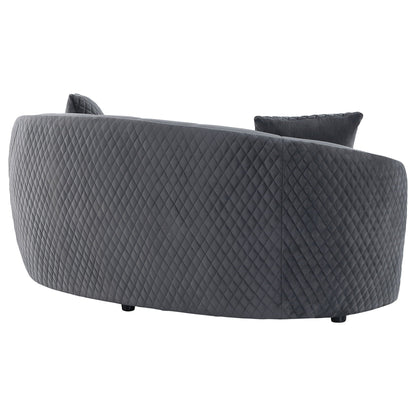 Unique Piece Furniture - Brookside Velvet Upholstered Curved Loveseat Dark Grey