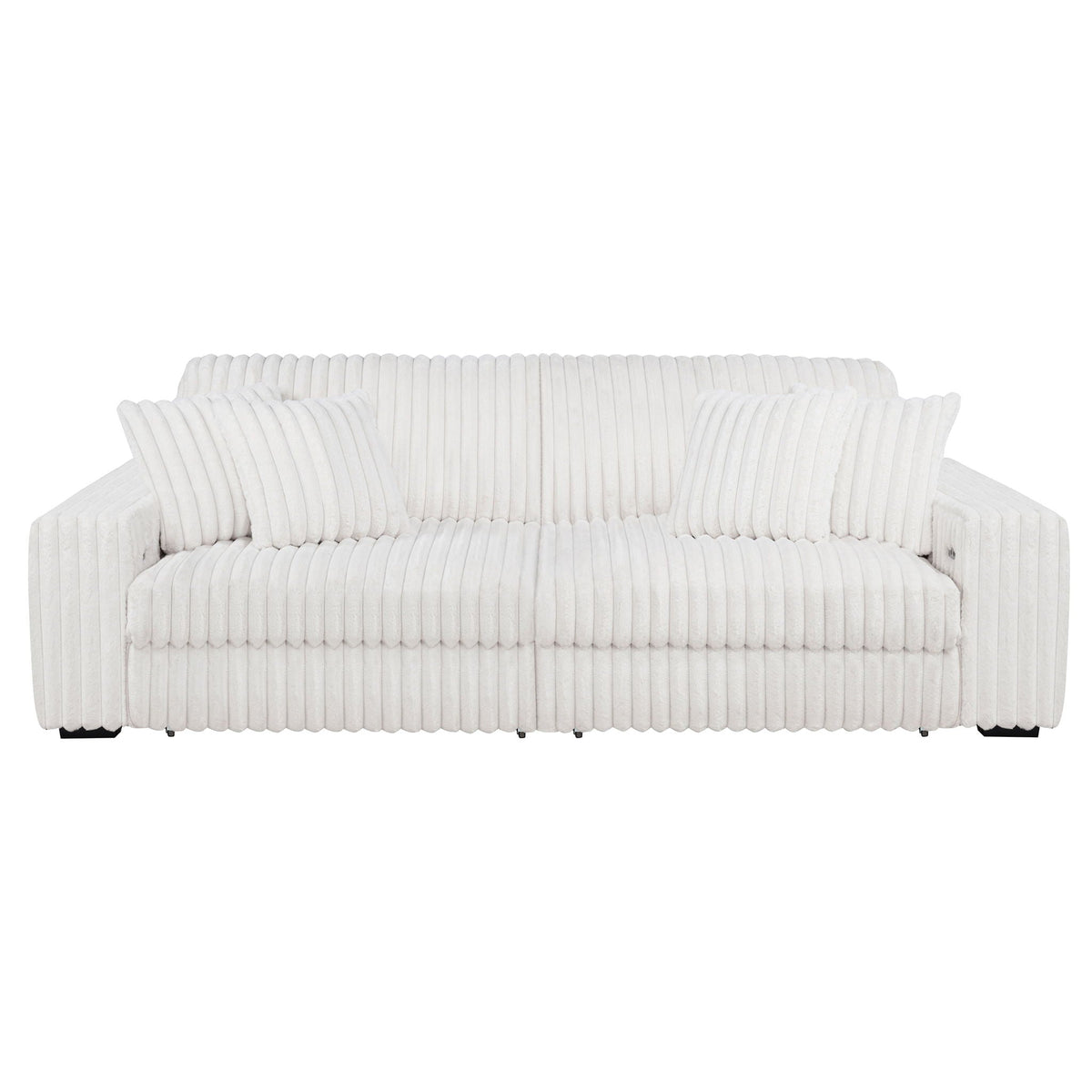 Unique Piece Furniture - Jacana Corduroy Upholstered Dual Power Chaise Sofa Ivory