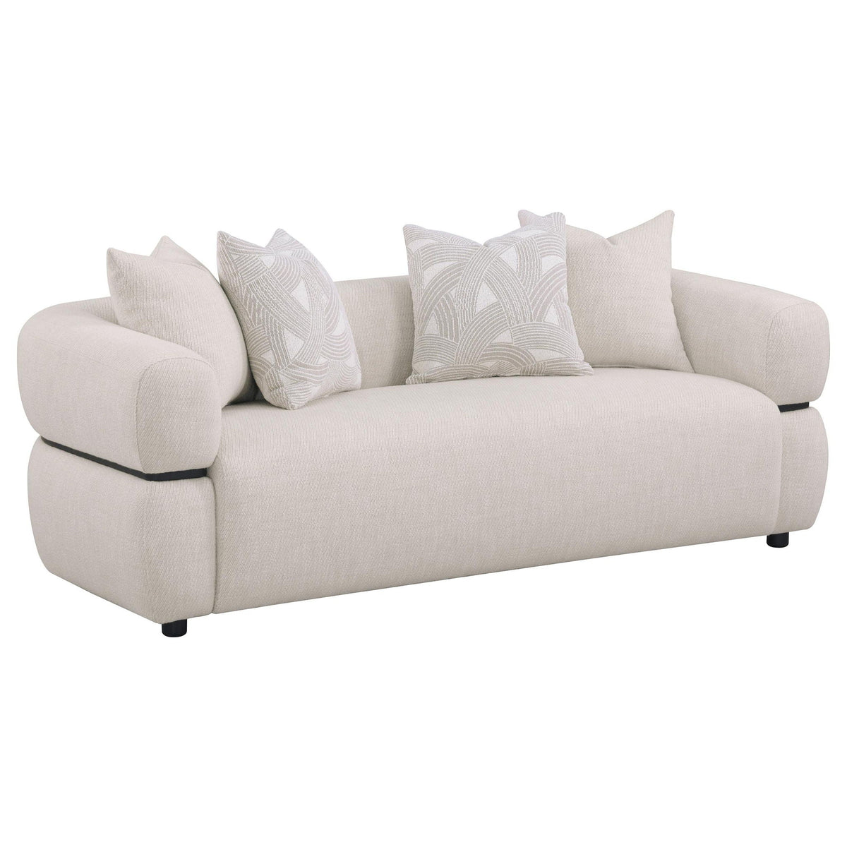 Unique Piece Furniture Jeanette 84-inch Fabric Upholstered Round Arm Sofa Beige